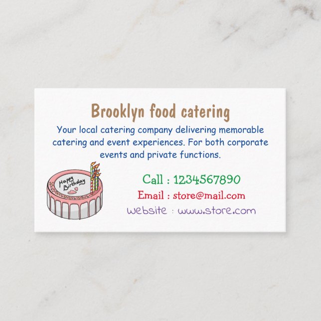 Cartão De Visita Ilustração de desenho de bolo de aniversário (Frente)