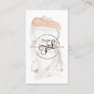 Cartão De Visita Ilustração de Design de Moda em Aquarela