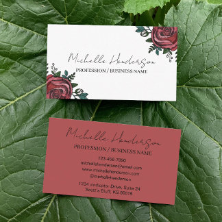 Cartão De Visita Ilustração de Florista de Rosa Vermelha e Branca E