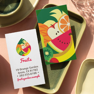 Cartão De Visita Ilustração de Fruta elegante Fruta verde-amarela
