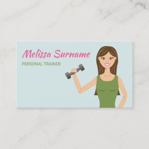 Cartão De Visita Ilustração de Garota Fitness Fofa Personal Trainer