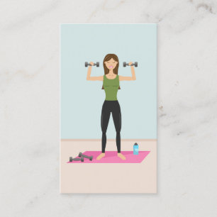 Cartão De Visita Ilustração de Garota Fitness Personal Trainer