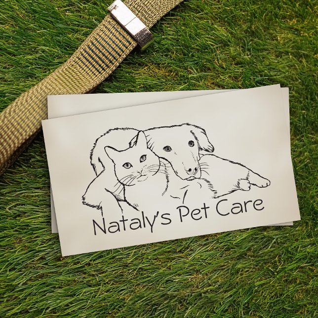 Cartão De Visita Ilustração de Gato e Cachorro (Criador carregado)