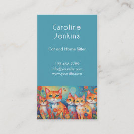 Cartão De Visita Ilustração de gatos coloridos e caprichosos Código