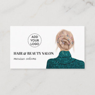 Cartão De Visita Ilustração de moda de beleza de cabelo turquesa sa