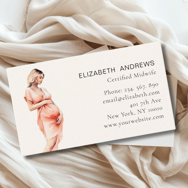 Cartão De Visita Ilustração de mulher grávida, simplesmente (Pregnant Woman Illustration, Business Card for Midwifes and other Service Providers.)