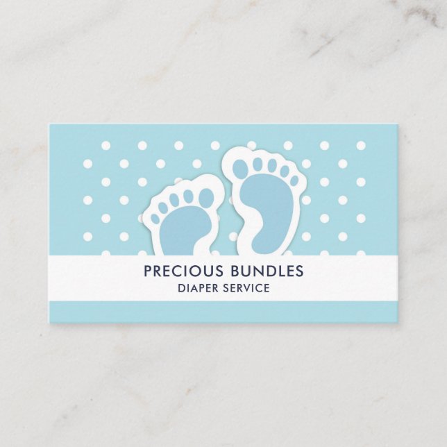 Cartão De Visita Ilustração de Pés do Menino Azul Bonito (Frente)