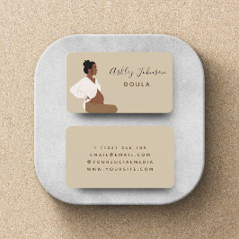 Cartão De Visita Ilustração de Senhora Grávida Boho Doula Parteira 