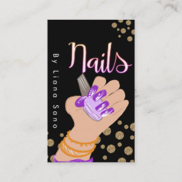 Cartão De Visita Ilustração Desenhada à Mão de Artista de Unhas Glo