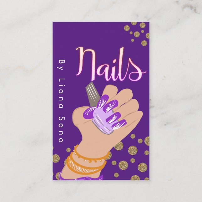 Cartão De Visita Ilustração Desenhada da Mão do Script de Brilho do (Frente)