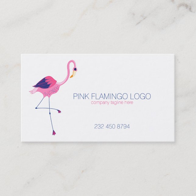 Cartão De Visita Ilustração Flamingo Rosa (Frente)