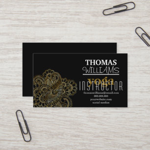 Cartão De Visita Ilustração floral instrutora de yoga Mandala Henna