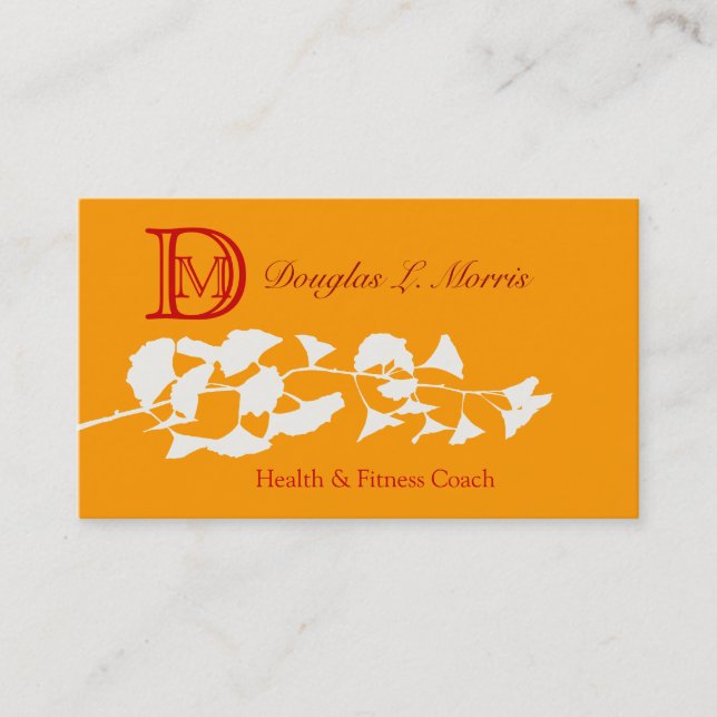 Cartão De Visita Ilustração Ginkgo    com Monograma (Frente)