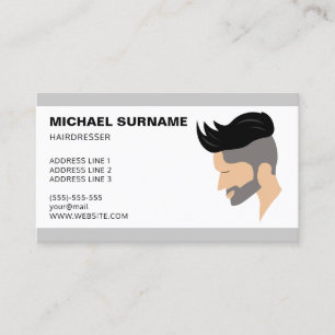 Cartão De Visita Ilustração Moderna de Cabelo Masculino Cabeleireir