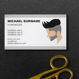 Cartão De Visita Ilustração Moderna de Cabelo Masculino Cabeleireir