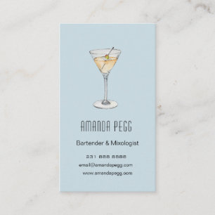 Cartão De Visita Ilustração moderna de Martini Bartender Mixologist