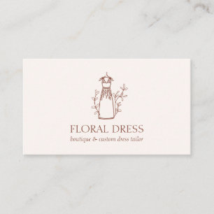 Cartão De Visita Ilustração Original de Moda em Terracota Rosa