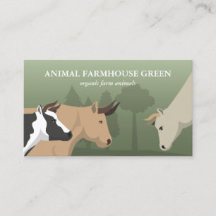 Cartão De Visita Ilustração Plana de Vacas Pastando em Pastagem Ver