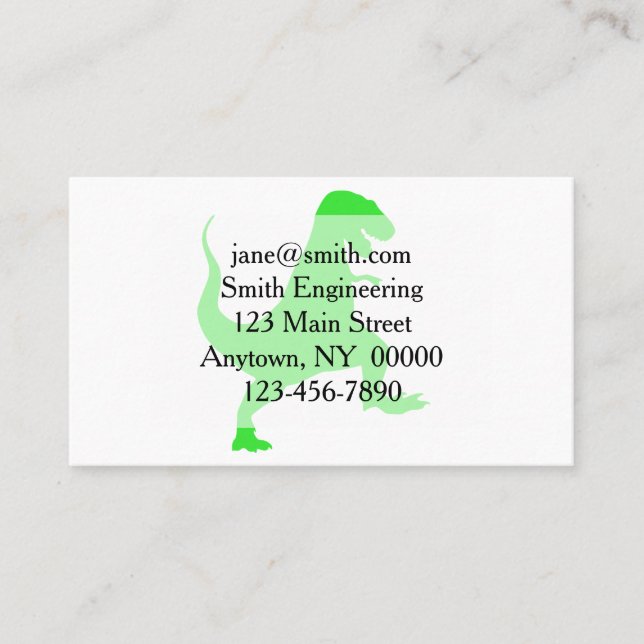 Cartão De Visita Ilustração silhueta de um tiranossauro rex (Frente)