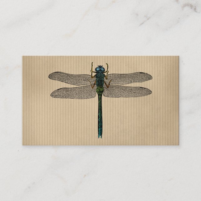 Cartão De Visita Ilustração Vintage Dragonfly (Frente)