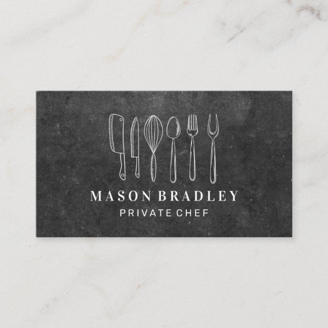 Cartão De Visita Ilustrações de Kitchenware | Antecedentes de ardós (Frente)