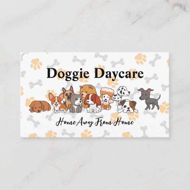 Cartão De Visita Ilustrações de pãozinho | Doggie Daycare (Frente)