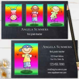 Cartão De Visita Ilustrações Personalizadas Quadro de Giz Professor