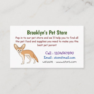 Cartão De Visita Imagem de desenho animado de fennec fox