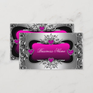 Cartão De Visita Imagem de Diamante Silver Rosa Quente Elegante Cor