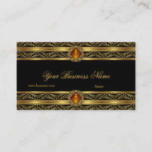 Cartão De Visita Imagem de Joia Preciosa Âmbar Dourado Preto Elegan