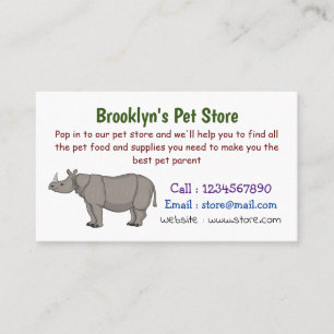 Cartão De Visita Imagem do desenho animado de Javan rhinoceros