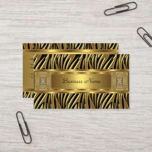 Cartão De Visita Imagem Joia Preta Zebra Selvagem Dourada