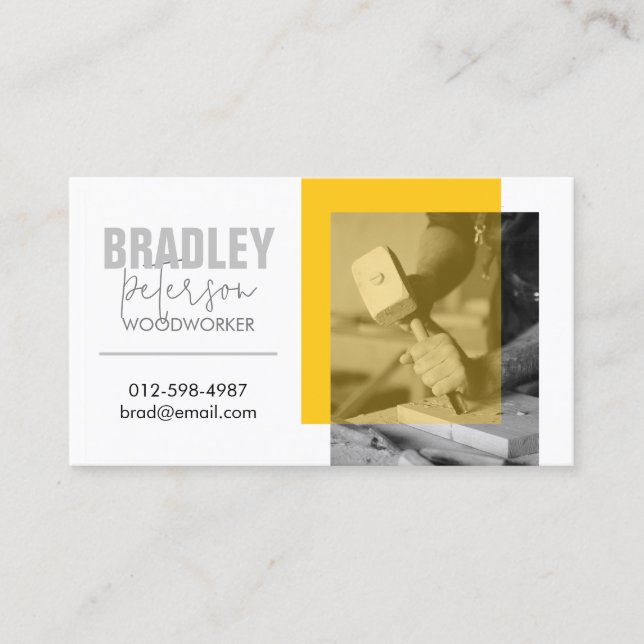 Cartão De Visita Imagem Personalizável do Carpenter Woodworker (Frente)