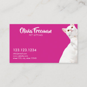 Cartão De Visita Imagem Realista de Pet Rosa e Branco