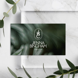 Cartão De Visita Imagem verde escura do logotipo monograma com letr