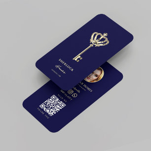 Cartão De Visita Imobiliário Azul-Noite Moderno Realtor