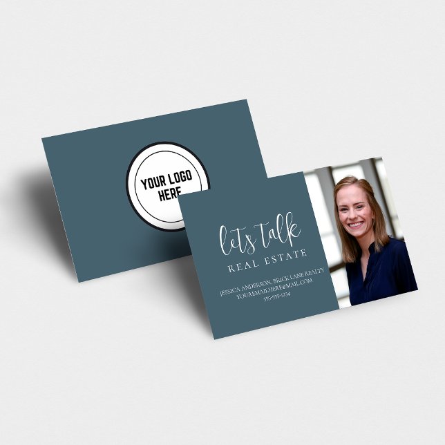 Cartão De Visita Imobiliário Azul Profissional (Criador carregado)