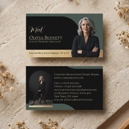 Cartão De Visita Imobiliário de Luxo Quadro de Arco Foto Preto Dour