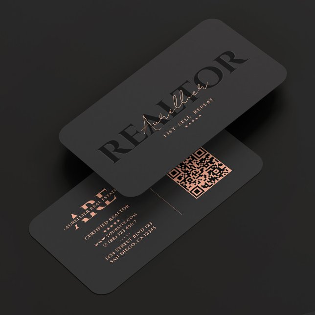 Cartão De Visita Imobiliário Estético, Imobiliário Negro, Realizado (Aesthetic Real Estate Black Pink Mortgage Realtor Business Card
)
