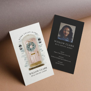 Cartão De Visita Imobilizações Da Porta Da Frente, Cor-De-Água, Ros