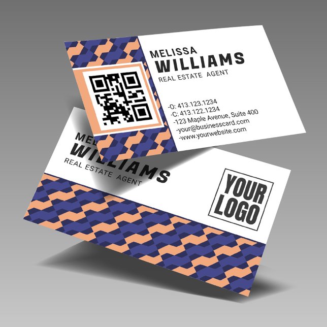 Cartão De Visita Imóveis com Padrão Geométrico de Intertravamento (Criador carregado)