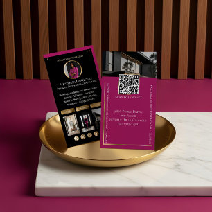 Cartão De Visita Imóveis de Luxo Black Gold Pink Fotos Sociais