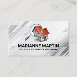 Cartão De Visita Imóveis Logotipo de Casa com Lupa