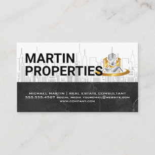 Cartão De Visita Imóveis   Logotipo de Metal da Cidade do Centro