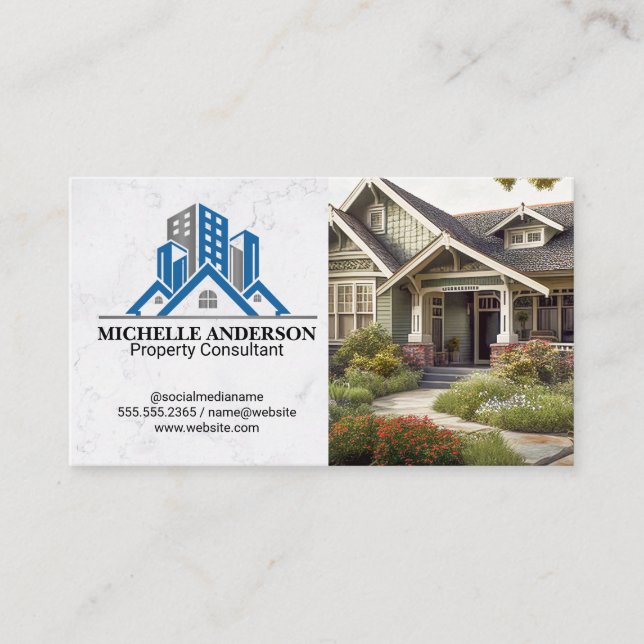 Cartão De Visita Imóveis residenciais comerciais | Algodão (Frente)