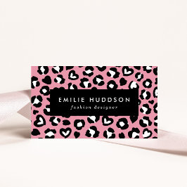 Cartão De Visita Impressão Animal, Leopardo Rosa, Manchas de Chita,