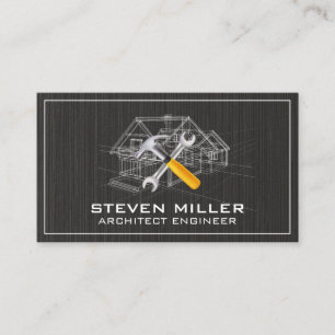 Cartão De Visita Impressão Azul Arquiteto Ferramentas de constr