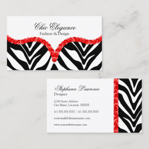 Cartão De Visita Impressão da zebra & olhar elegantes dos Sequins