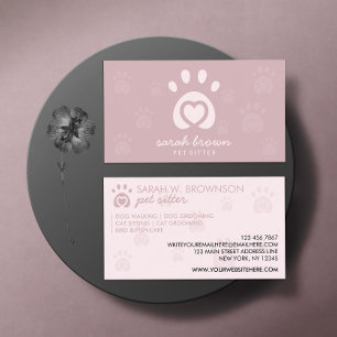Cartão De Visita Impressão de Logotipo de Paw Pet Grooming Dog Walk