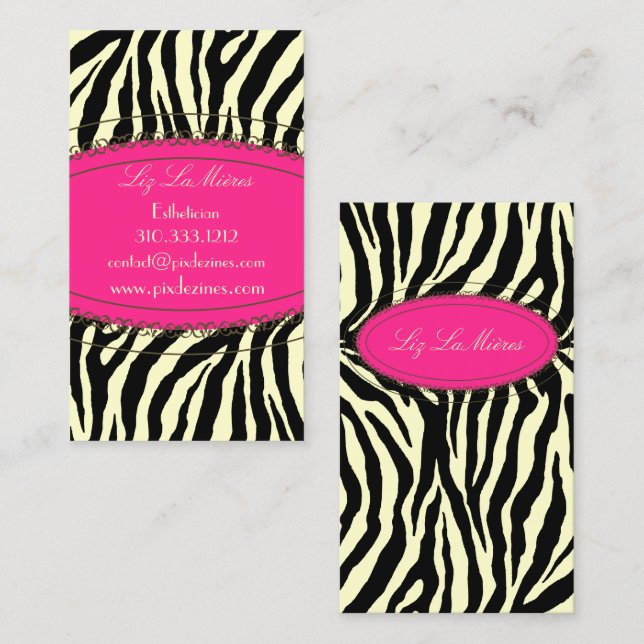 Cartão De Visita Impressão de zebra na moda (Frente/Verso)